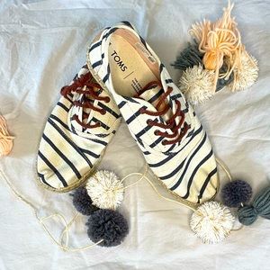 TOMS Cordones Natural Woven Rivera Stripe on Rope Shoes 7.5